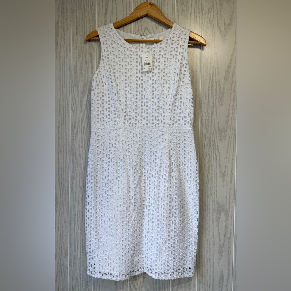 Cato White Eyelet Sleeveless Dress Size 8 NWT